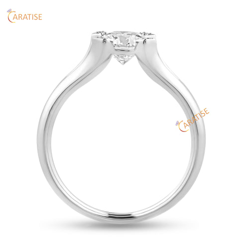 0.92 TDW Round Brilliant Cut Moissanite Diamond Solitaire Ring 925 Silver