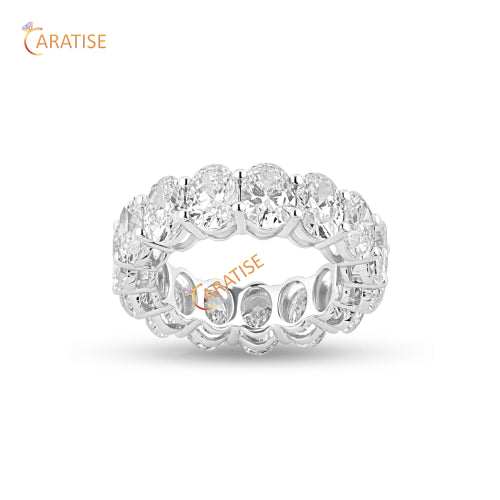 10.46 TDW Oval & Round Cut Diamond Ring With Band 925 Silver