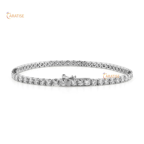 4.60 TDW Round Cut Diamond Tennis Bracelet 925 Silver