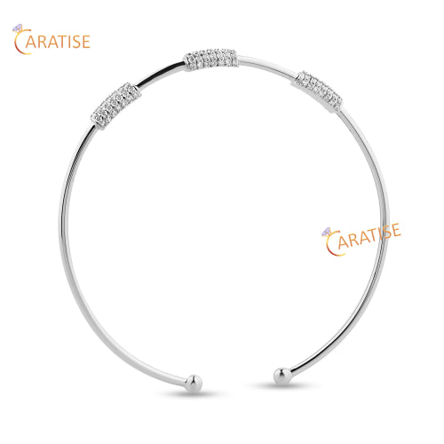 0.81 TDW Round Cut Diamond 925 Silver Diamond Bracelet