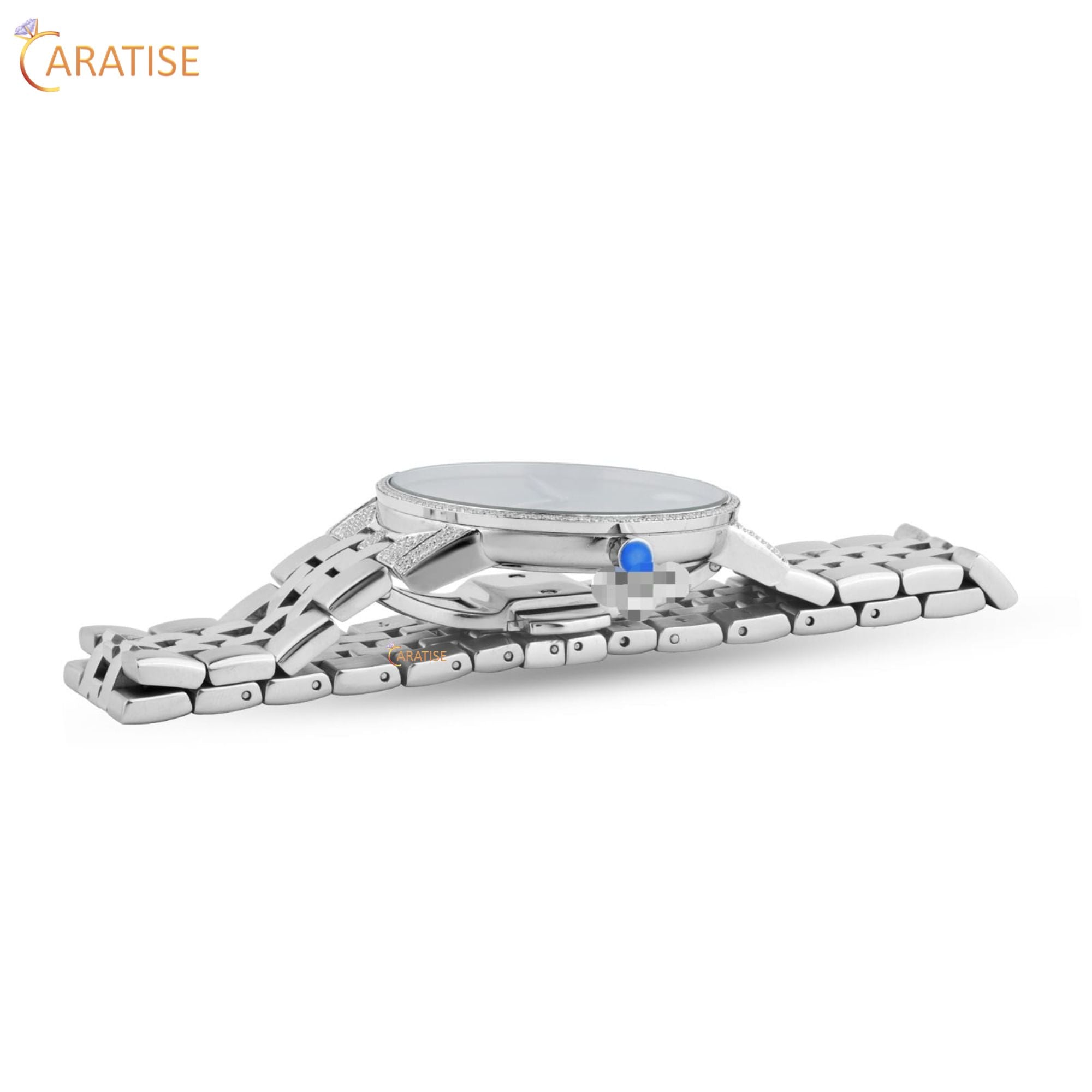 2.05 TDW Round Cut Moissanite Diamond Watch Stainless Steel