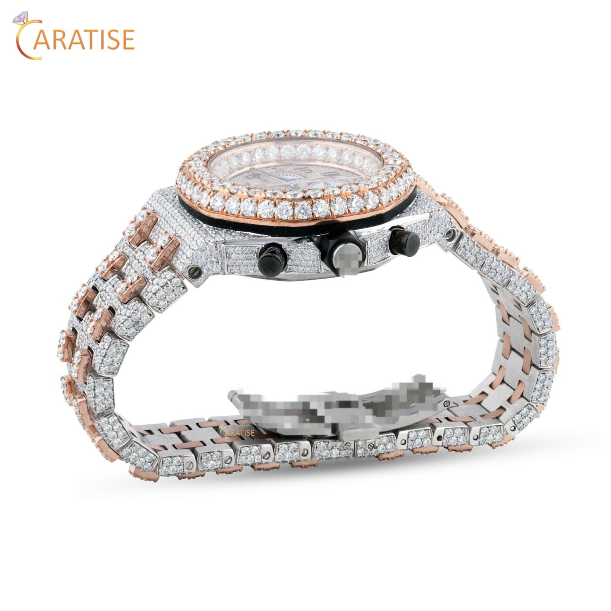 21.82 TDW Round Cut Moissanite Diamond Watch Stainless Steel