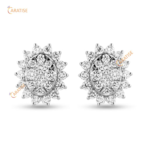 0.871 TDW Round Brilliant Cut Diamond Pendant & Earring With Chain 925 Silver