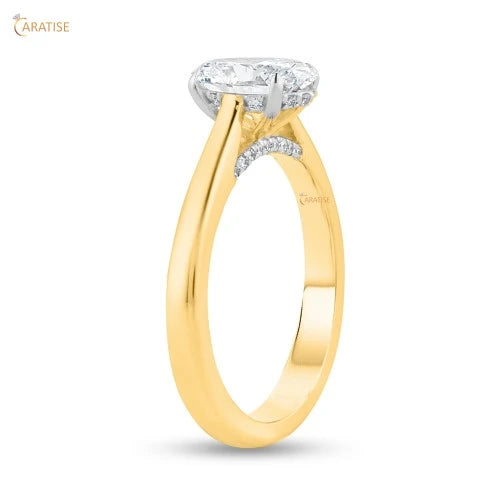 2.41 TDW Oval & Round Diamond Solitaire Ring 925 Silver