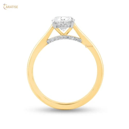 2.41 TDW Oval & Round Diamond Solitaire Ring 925 Silver