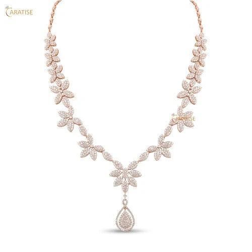 18.47 TDW Round Cut Diamond Necklace 925 Silver