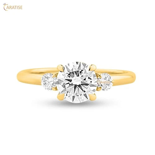 1.66 TDW  Round Cut Diamond Three Stone Ring 925 Silver