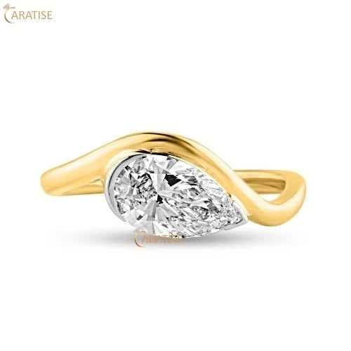 1.00 TDW Pear Cut Diamond Soliatire Ring  925 Silver