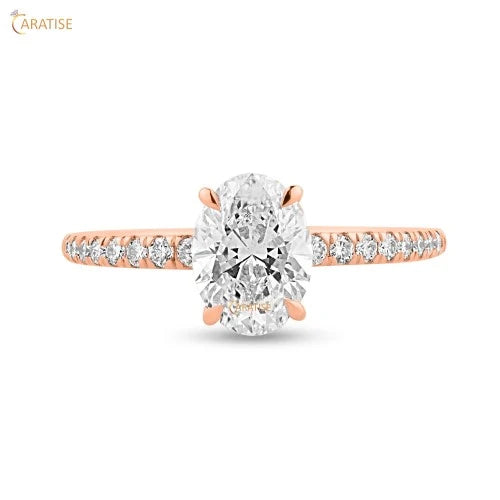 1.96 TDW Oval & Round Cut Diamond Halo Ring 925 Silver