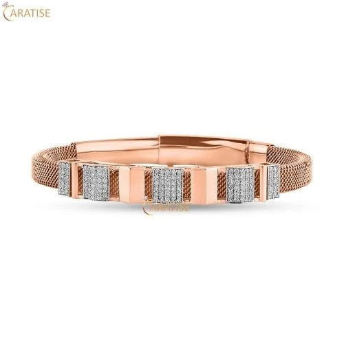 0.88 TDW Round Cut Diamond Bracelet 925 Silver