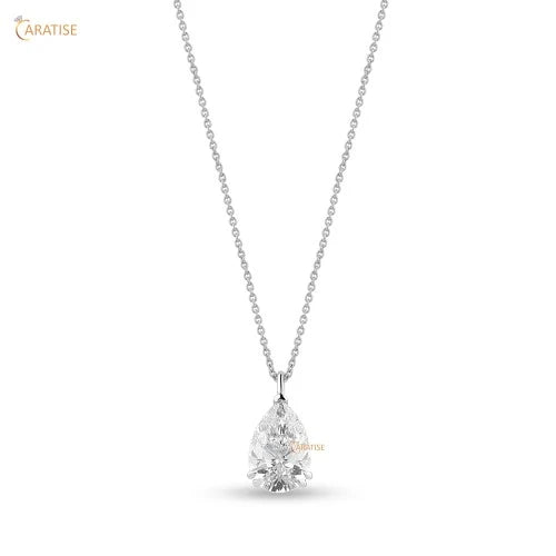 2.55 TDW Pear Diamond Solitaire Pendant 925 Silver