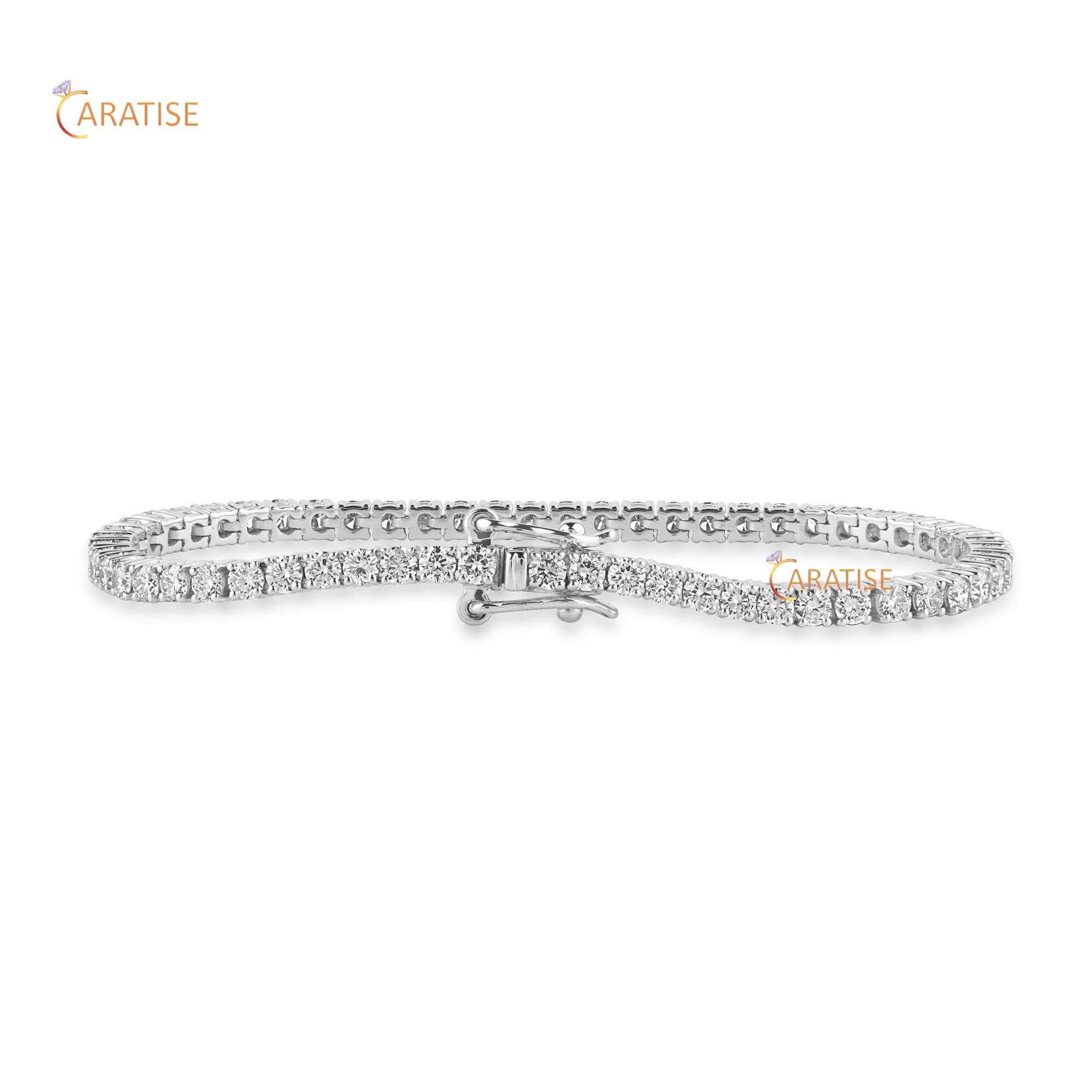 1.82 TDW Round Cut Diamond Tennis Bracelet 925 Silver