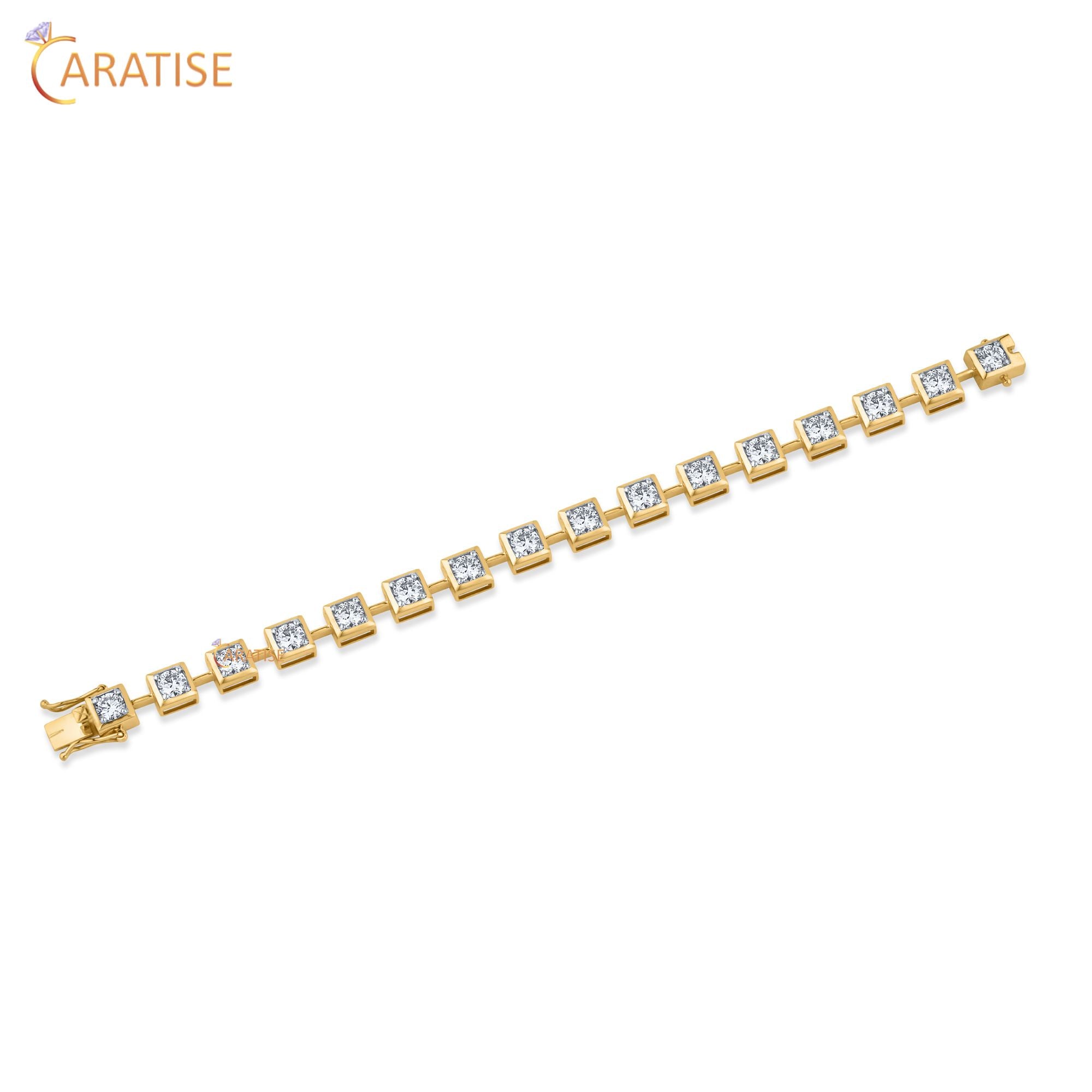 4.59 TDW Round Cut Diamond Charm Bracelet 925 Silver