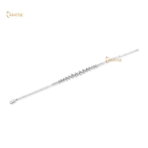 1.342 TDW Round Cut Diamond Charm Bracele 925 Silver