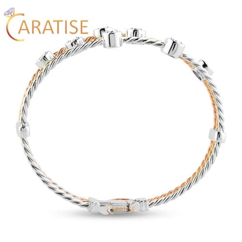 2.00 TDW Round Cut Diamond Slider Bracelet 925 Silver