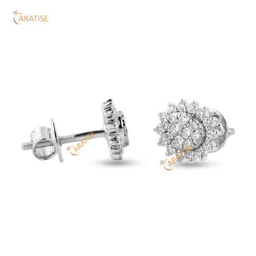 0.871 TDW Round Brilliant Cut Diamond Pendant & Earring With Chain 925 Silver