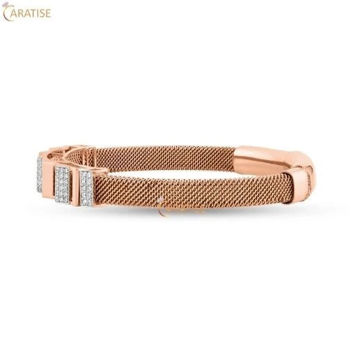 0.88 TDW Round Cut Diamond Bracelet 925 Silver