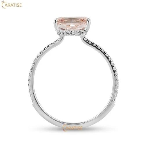 1.39 TDW F.P. Radiant & Round Cut Moissanite Diamond Engagement Ring 925 Silver