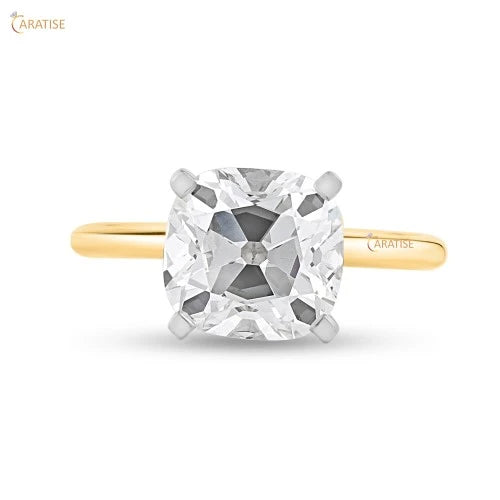 3.05 TDW Cushion Cut Diamond Solitaire Ring 925 Silver