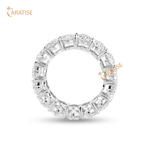 10.46 TDW Oval & Round Cut Diamond Ring With Band 925 Silver