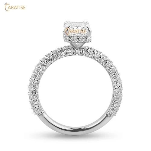 3.12 TDW Radiant & Round Cut Diamond Engagement Ring 925 Silver