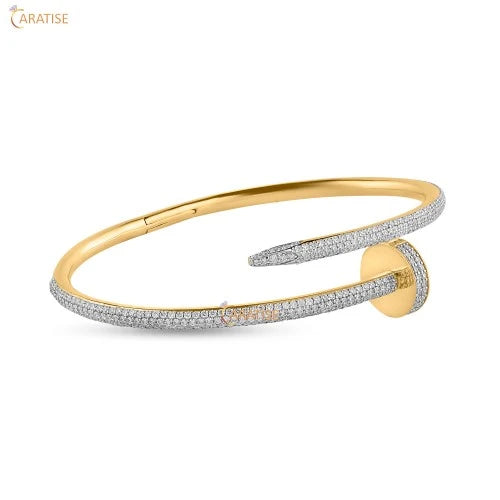 2.837 TDW Round Cut Diamond Bangle Bracelet 925 Silver