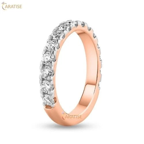 0.45 TDW Round Cut Diamond Ring Eternity Band 925 Silver