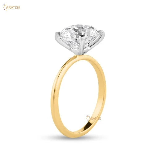 3.05 TDW Cushion Cut Diamond Solitaire Ring 925 Silver