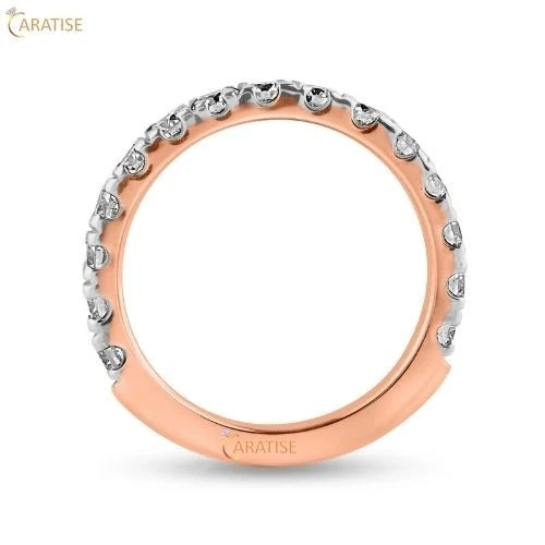 0.45 TDW Round Cut Diamond Ring Eternity Band 925 Silver