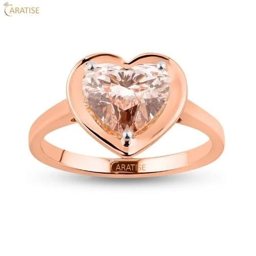 1.52 TDW F.P. Heart Cut Diamond Solitaire Ring 925 Silver