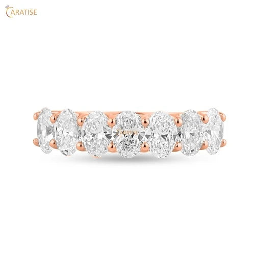 2.10 TDW Oval Cut Diamond Eternity Band Ring 925 Silver