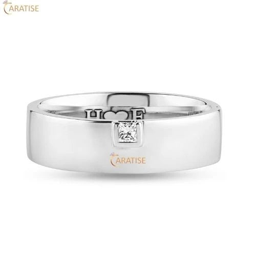 0.12 TDW Princess Cut Diamond Men's Band 925 Silver
