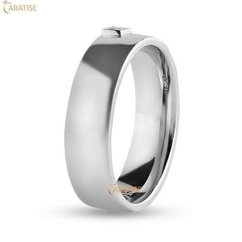 0.12 TDW Princess Cut Diamond Men's Band 925 Silver