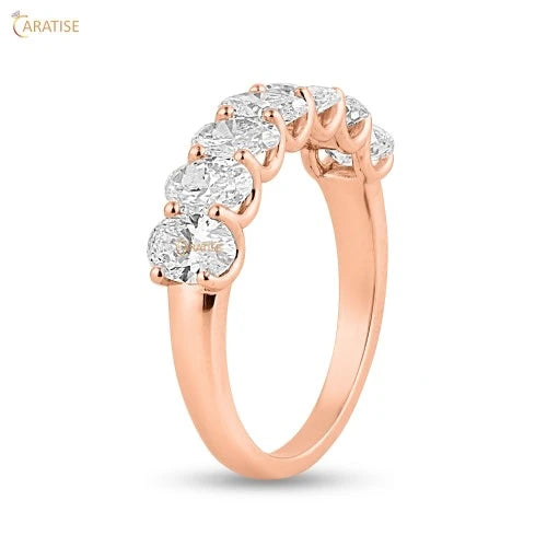 2.10 TDW Oval Cut Diamond Eternity Band Ring 925 Silver