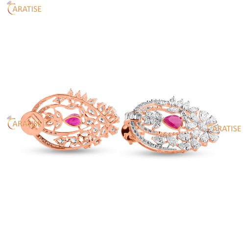 5.89 TDW F.P.Pear,Baguette,Marquise & Round Cut Diamond Pendant And Earring 925 Silver