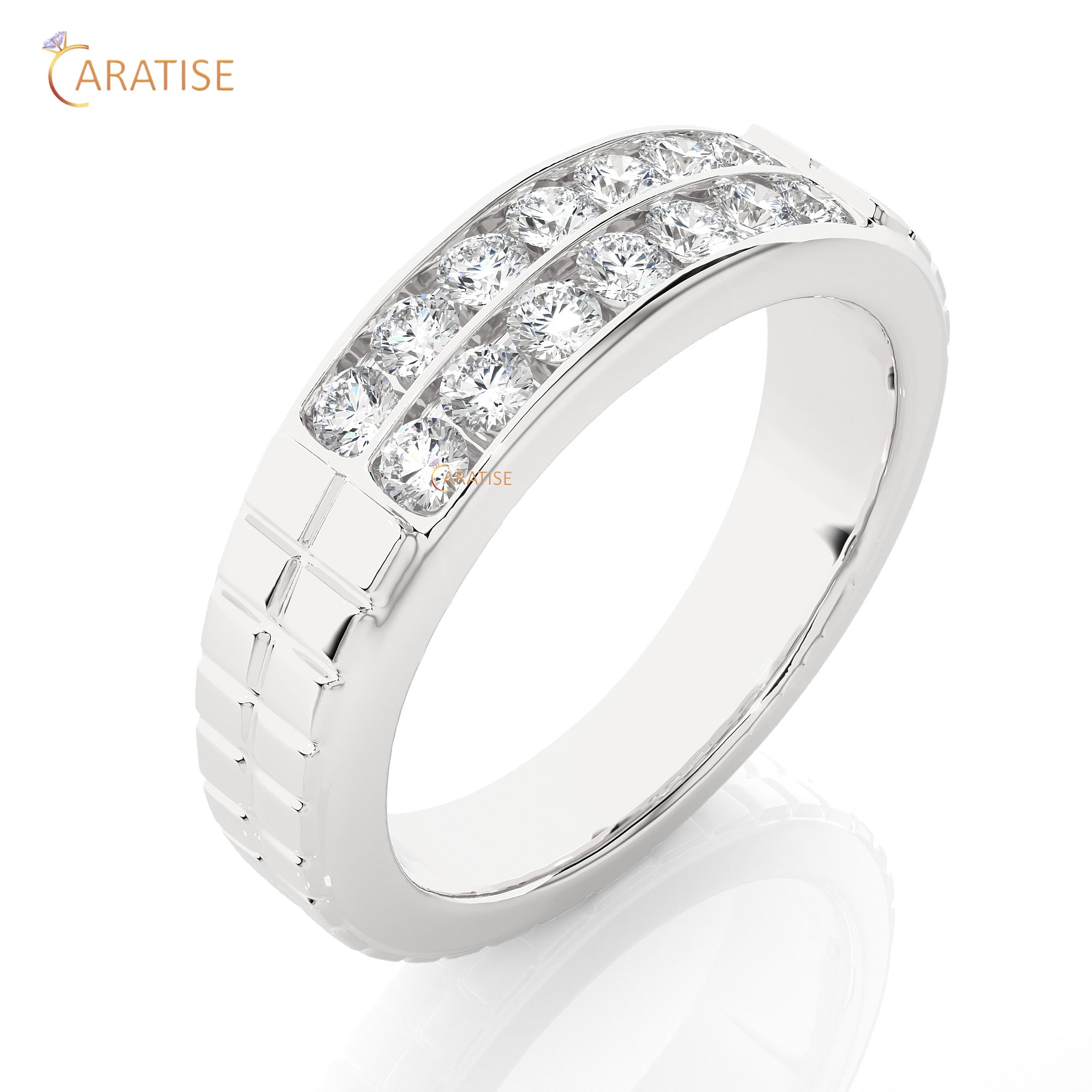 0.82 TDW Round Cut Mossiante Diamond Women's Band Ring