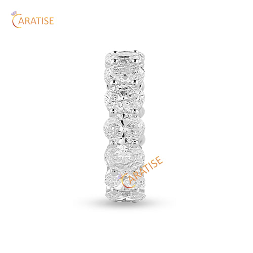 10.46 TDW Oval & Round Cut Diamond Ring With Band 925 Silver