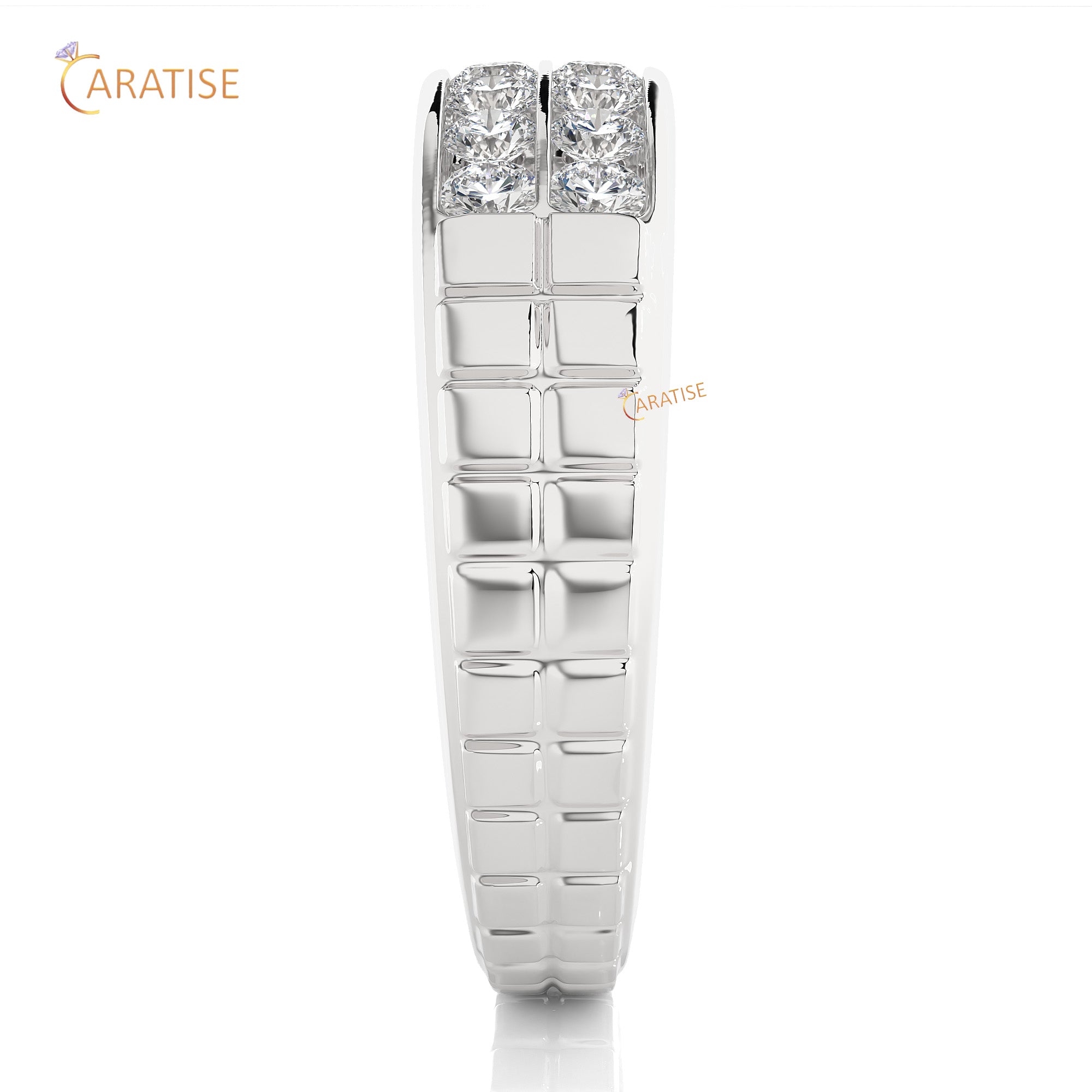 0.82 TDW Round Cut Mossiante Diamond Women's Band Ring