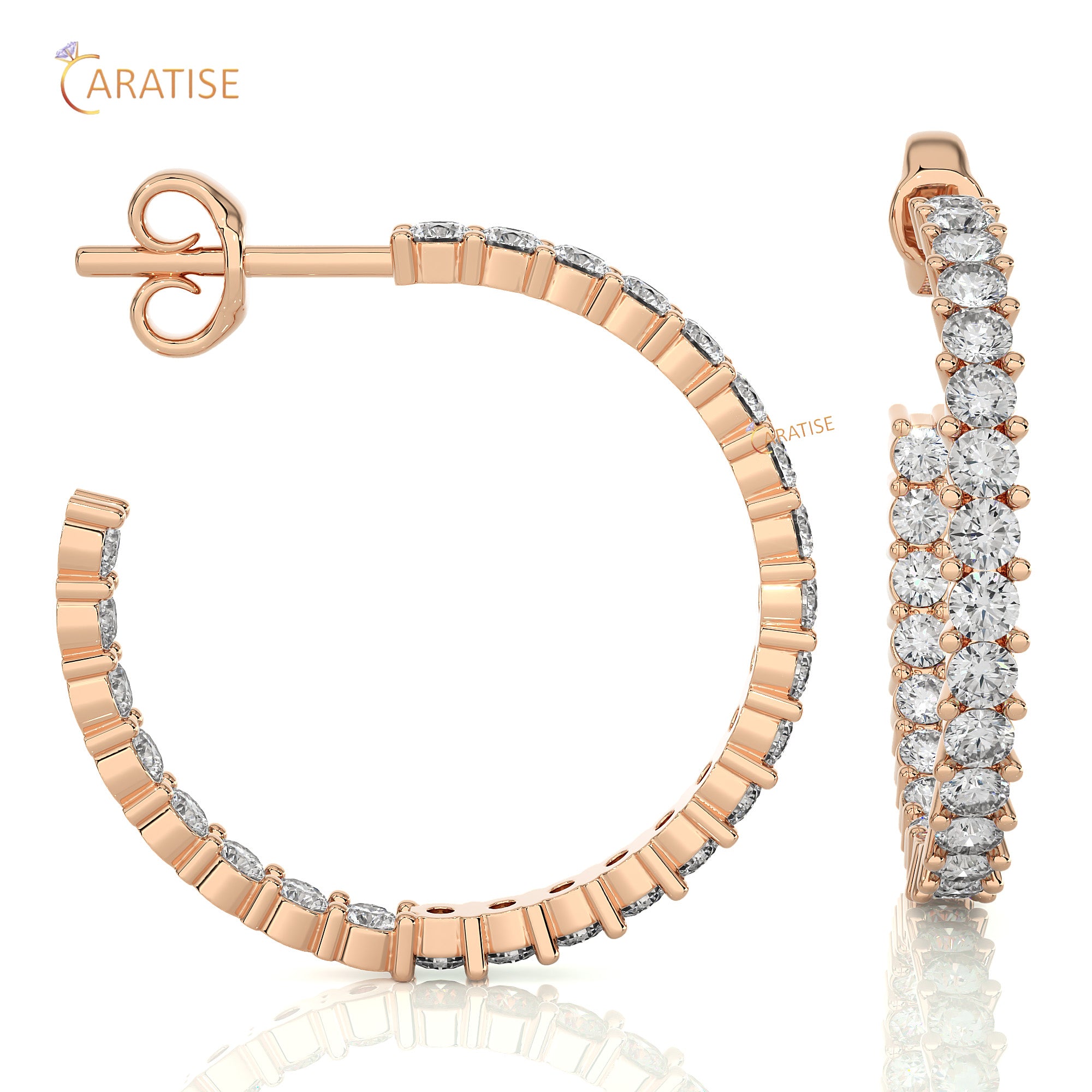 0.92 TDW Round Cut Moissanite Diamond Hoop Earring 925 Silver