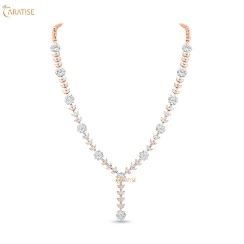 6.62 TDW Round & Marquise Cut Diamond Necklace 925 Silver