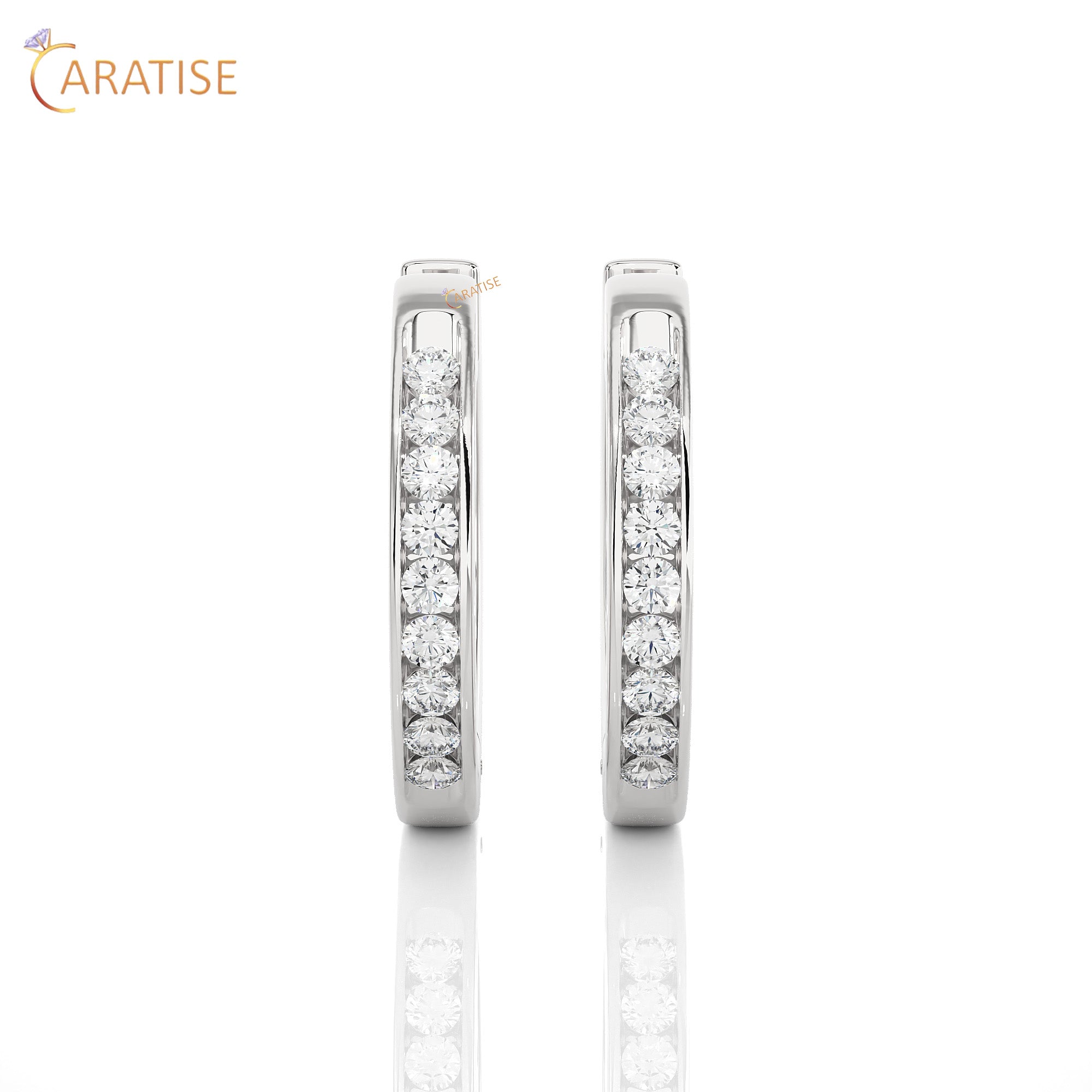 0.52 TDW Round Cut Moissanite Diamond Hoop Earring 925 Silver