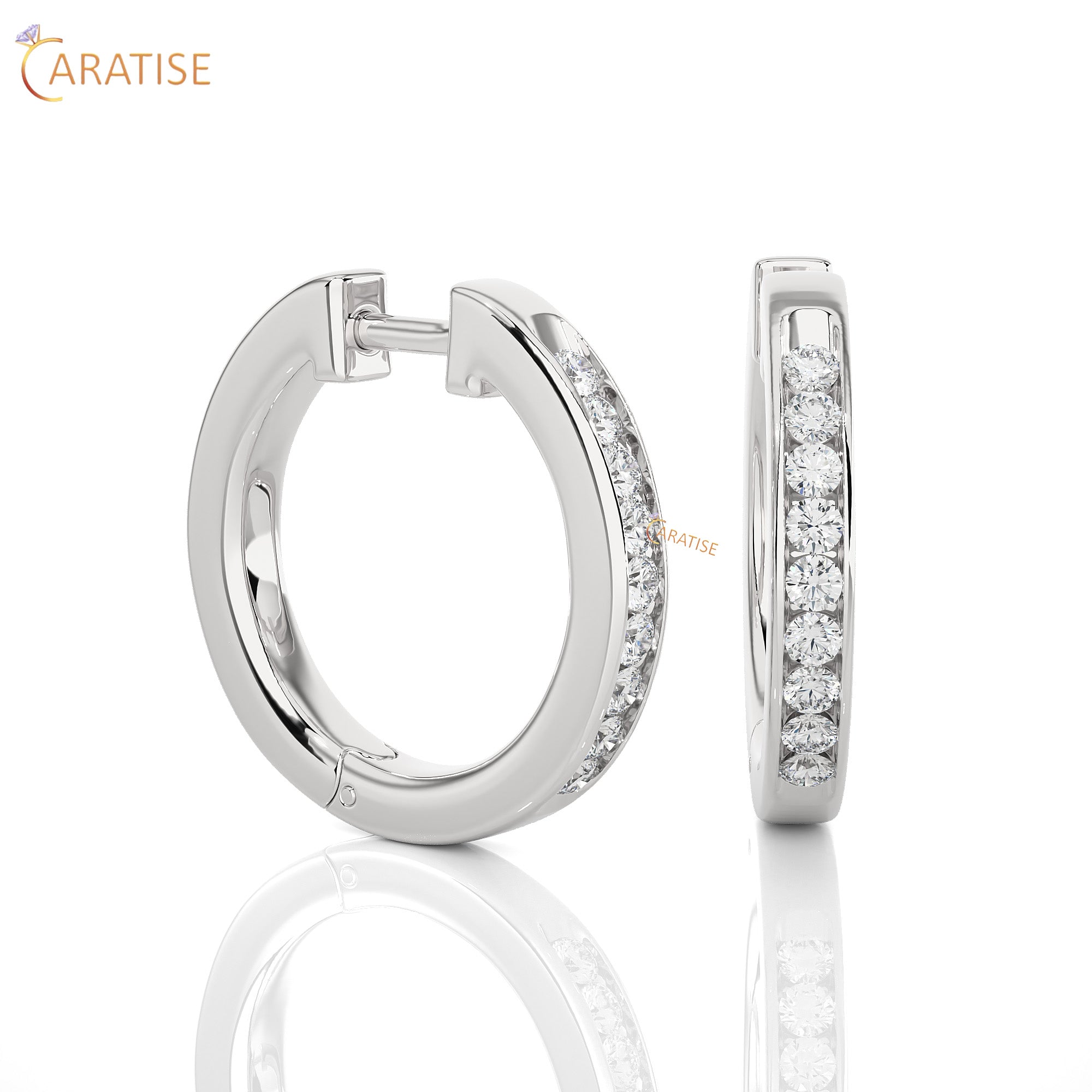 0.52 TDW Round Cut Moissanite Diamond Hoop Earring 925 Silver