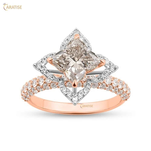 1.98 TDW Cushion & Round Cut Diamond Halo Ring 925 Silver