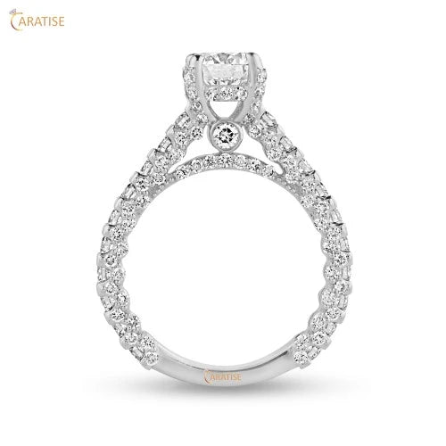 2.35 TDW Round Cut Diamond Halo Ring 925 Silver