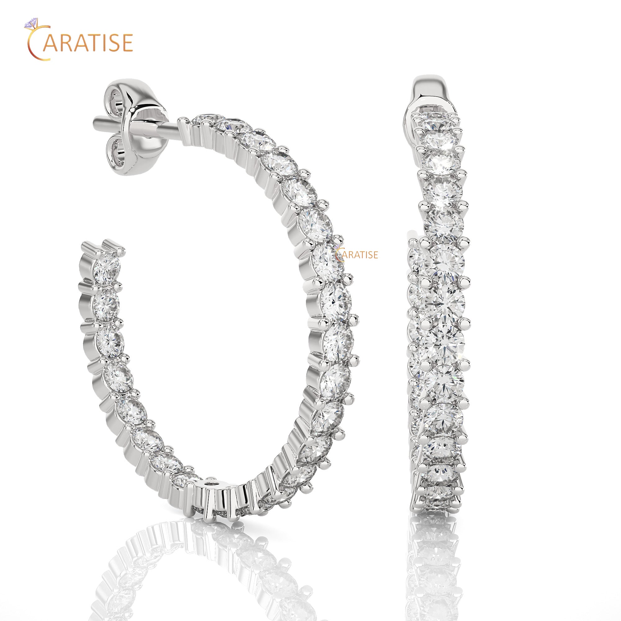 0.92 TDW Round Cut Moissanite Diamond Hoop Earring 925 Silver