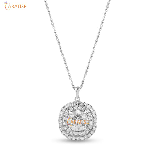 8.17 TDW Round Cut Diamond Pendant and Earring 925 Silver