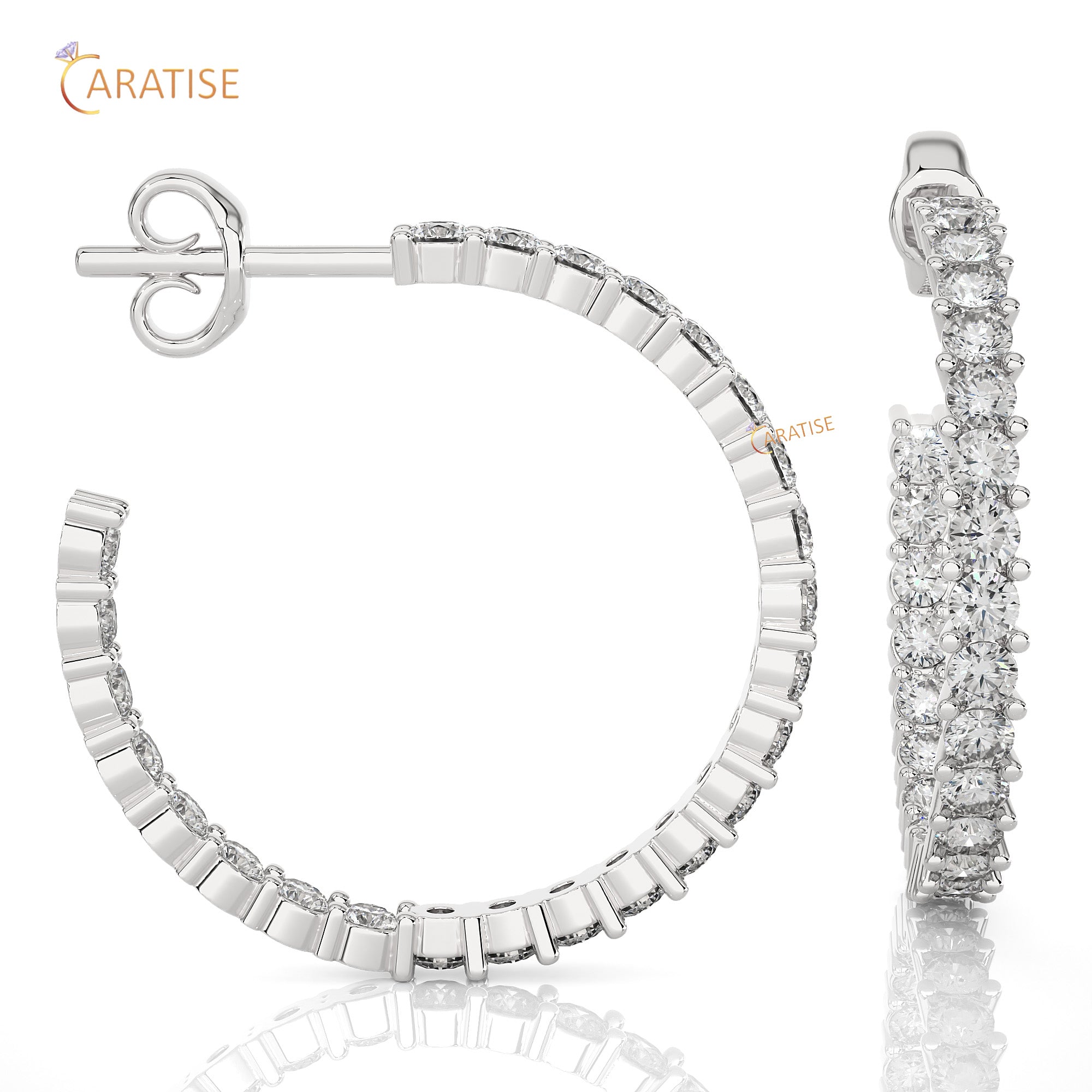 0.92 TDW Round Cut Moissanite Diamond Hoop Earring 925 Silver