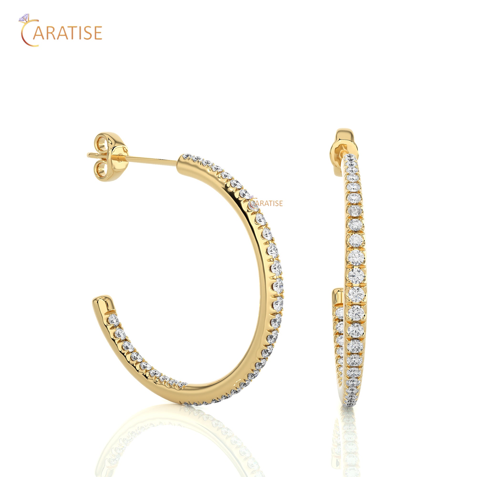 0.38 TDW Round Cut Moissanite Diamond Hoop Earring 925 Silver