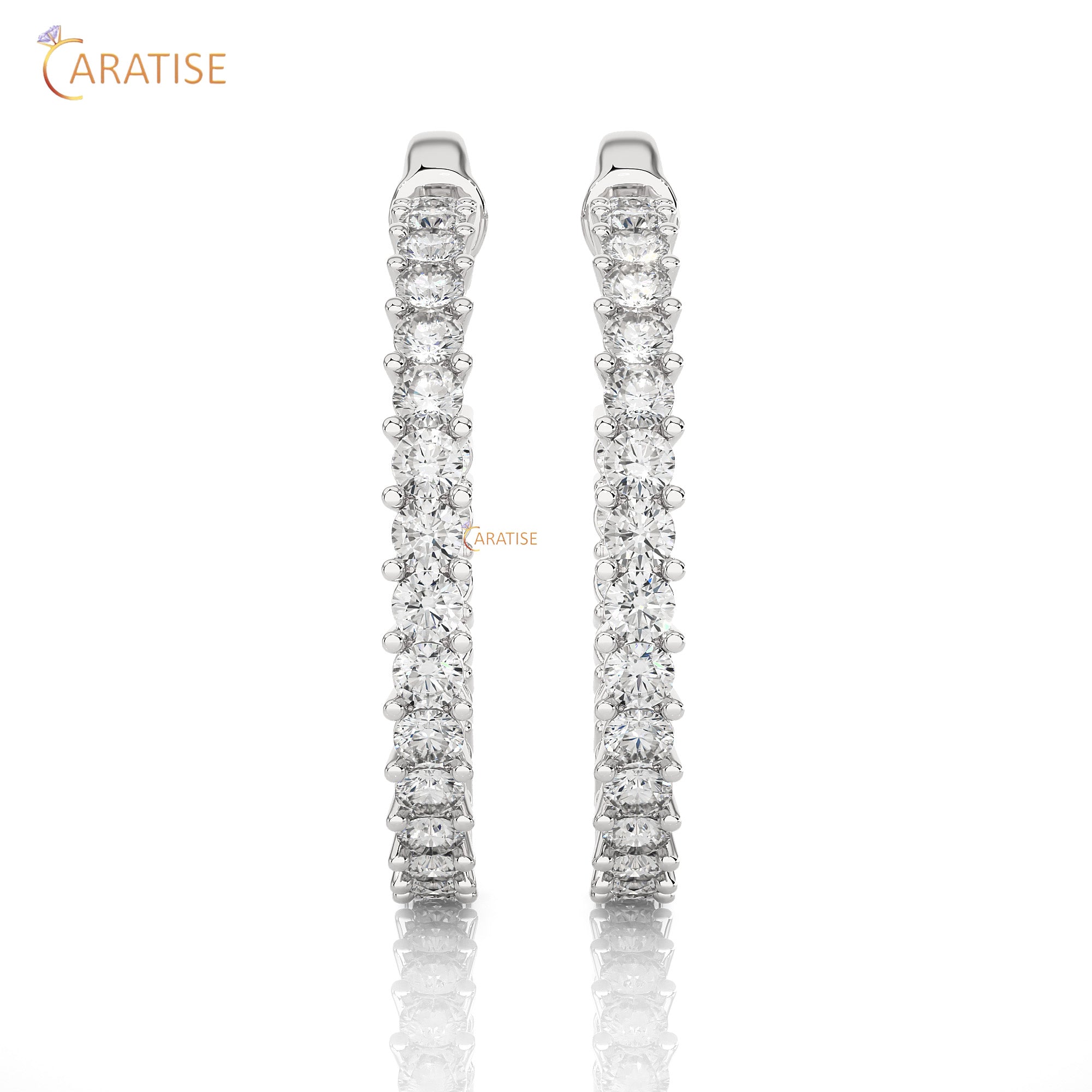 0.92 TDW Round Cut Moissanite Diamond Hoop Earring 925 Silver