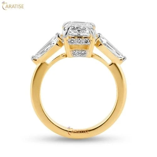 2.28 TDW Emerald, Kite & Round Cut Diamond 925 Silver